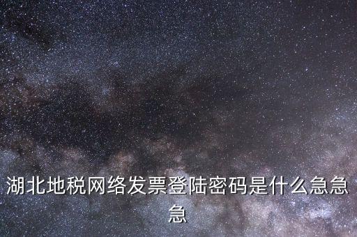 網上開票登錄密碼是什么，湖北地稅網絡發票登陸密碼是什么急急急