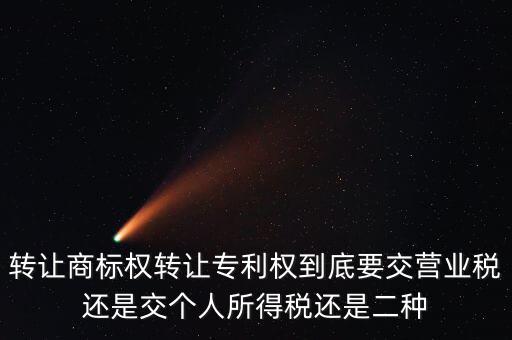 轉讓商標權轉讓專利權到底要交營業稅還是交個人所得稅還是二種