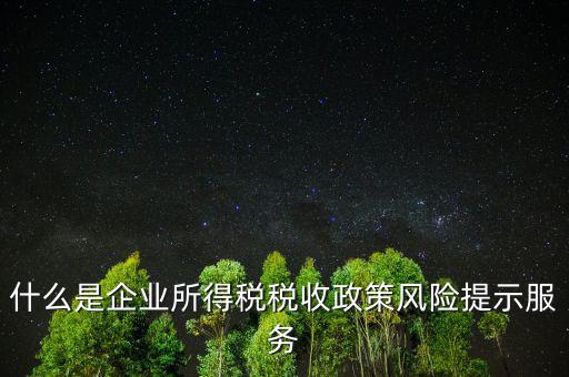 什么是企業所得稅稅收政策風險提示服務