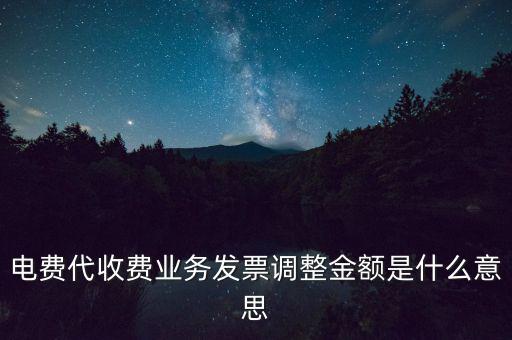 發票調試是什么意思，電費代收費業務發票調整金額是什么意思