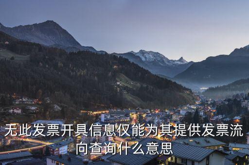 無此發票開具信息僅能為其提供發票流向查詢什么意思