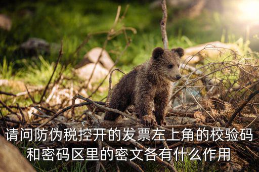 請問防偽稅控開的發票左上角的校驗碼和密碼區里的密文各有什么作用