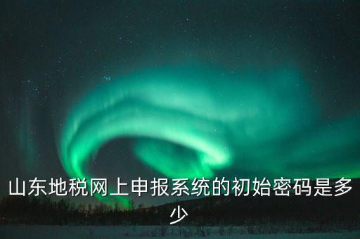 山東地稅申報默認密碼是什么意思，山東地稅網上申報系統的初始密碼是多少
