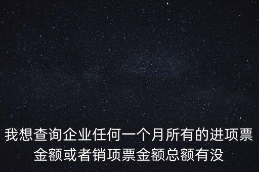 我想查詢企業任何一個月所有的進項票金額或者銷項票金額總額有沒