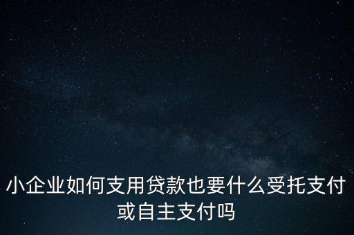 小企業如何支用貸款也要什么受托支付或自主支付嗎