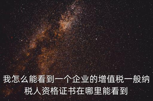 我怎么能看到一個企業的增值稅一般納稅人資格證書在哪里能看到