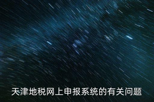 天津地稅網上申報系統的有關問題