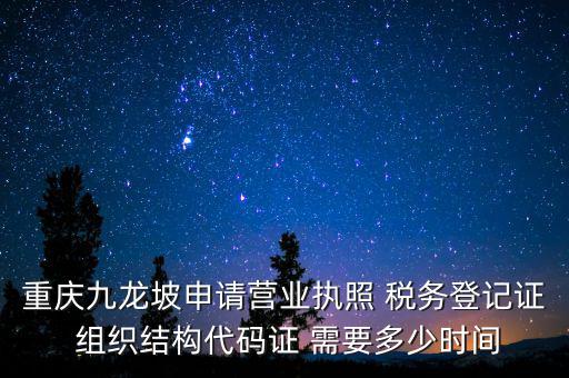 重慶九龍坡申請營業執照 稅務登記證 組織結構代碼證 需要多少時間