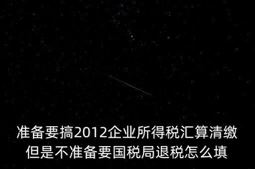 準備要搞2012企業所得稅匯算清繳但是不準備要國稅局退稅怎么填