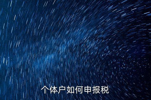 個體戶網上如何報稅，個體戶網上申報流程