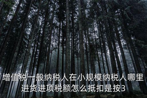 增值稅一般納稅人在小規模納稅人哪里進貨進項稅額怎么抵扣是按3