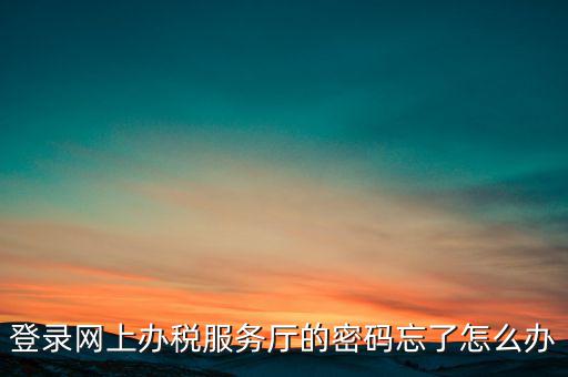 登錄網上辦稅服務廳的密碼忘了怎么辦