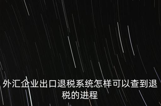外匯企業出口退稅系統怎樣可以查到退稅的進程
