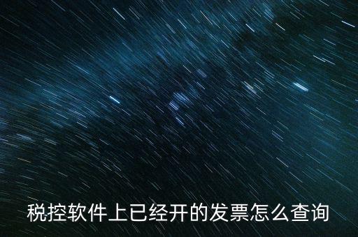 稅控軟件上已經開的發票怎么查詢