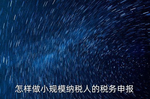 小規模納稅人水利基金如何申報，怎樣做小規模納稅人的稅務申報