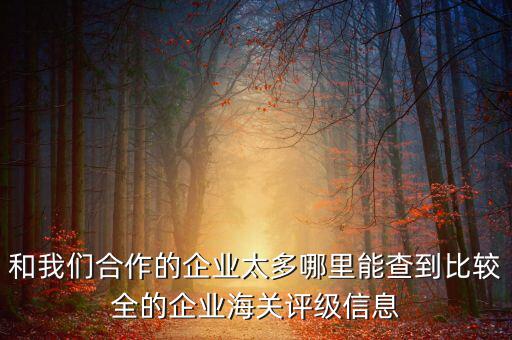 和我們合作的企業太多哪里能查到比較全的企業海關評級信息