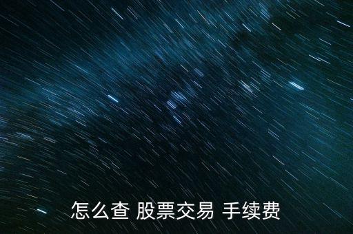 怎么查 股票交易 手續費