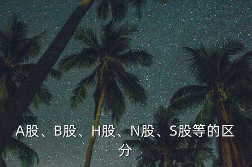 A股、B股、H股、N股、S股等的區分