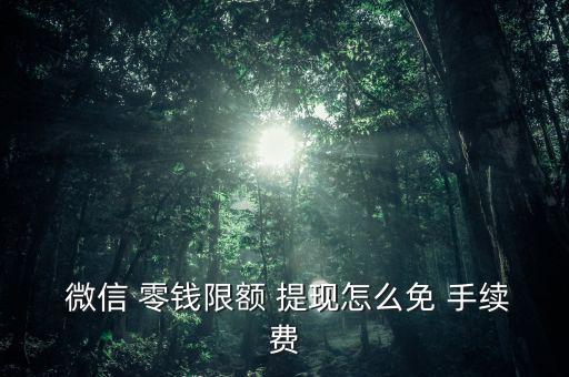 微信零錢怎么提現不要手續費,微信提現豁免手續費途徑有哪些?