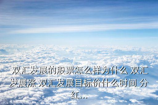  雙匯發展的股票怎么樣為什么 雙匯發展漲 雙匯發展目標價什么時間 分紅...