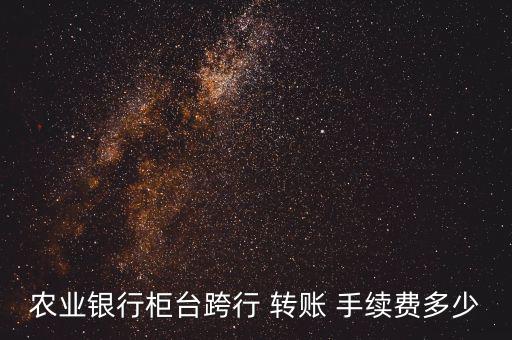 農業銀行柜臺跨行 轉賬 手續費多少