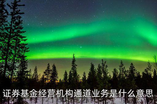 資金通道是什么業務，證券基金經營機構通道業務是什么意思