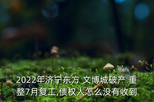 2022年濟寧東方 文博城破產 重整7月復工,債權人怎么沒有收到