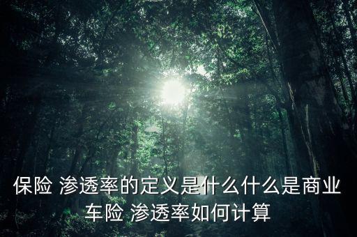 保險 滲透率的定義是什么什么是商業車險 滲透率如何計算