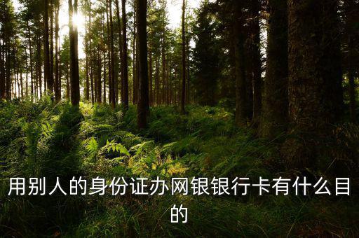 借別人身份證開網銀是什么目的，用別人的身份證辦網銀銀行卡有什么目的