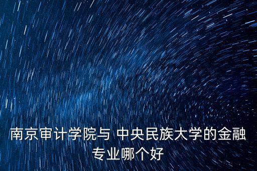 南京審計學院與 中央民族大學的金融專業哪個好