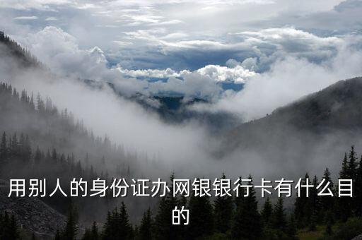 用別人的身份證辦網銀銀行卡有什么目的