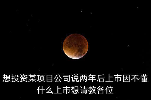 想投資某項(xiàng)目公司說(shuō)兩年后上市因不懂什么上市想請(qǐng)教各位