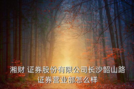  湘財 證券股份有限公司長沙韶山路 證券營業部怎么樣