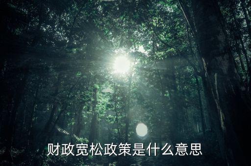 什么是寬松的財政政策，什么是寬松經(jīng)濟政策