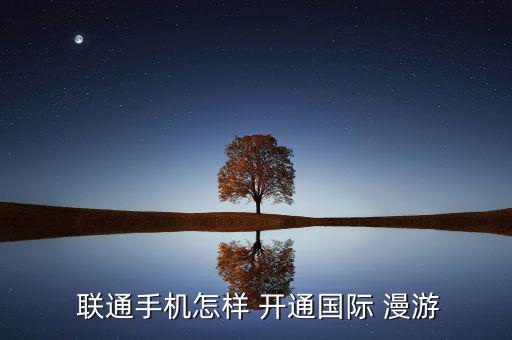  聯通手機怎樣 開通國際 漫游