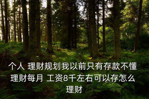 個人 理財規劃我以前只有存款不懂 理財每月 工資8千左右可以存怎么 理財