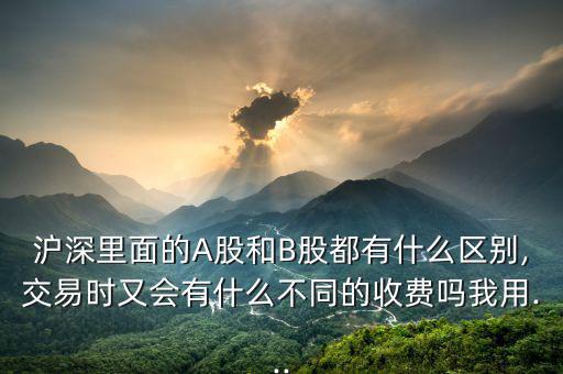滬深里面的A股和B股都有什么區別,交易時又會有什么不同的收費嗎我用...