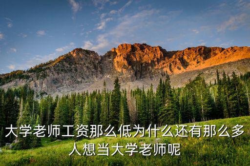 大學老師工資那么低為什么還有那么多人想當大學老師呢