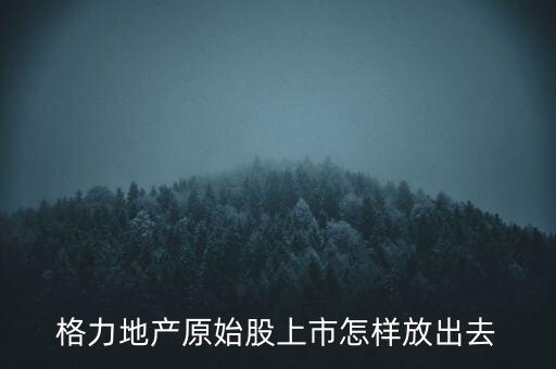 格力地產原始股上市怎樣放出去