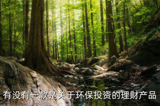 環保金融是什么，有沒有一款是關于環保投資的理財產品