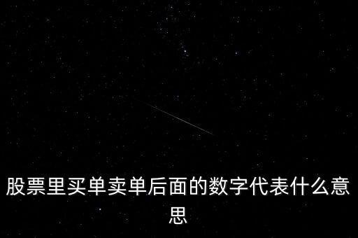 股票里買單賣單后面的數字代表什么意思