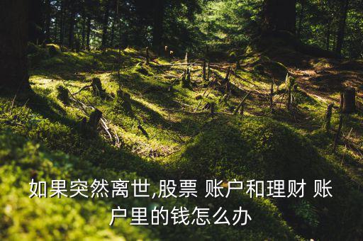 死亡后證券賬戶怎么辦,理財在線｜羅清全】財產繼承公證