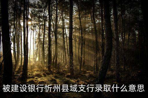 被建設銀行忻州縣域支行錄取什么意思