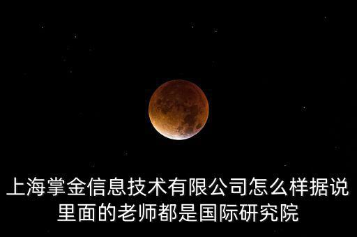 上海掌金信息技術有限公司怎么樣據說里面的老師都是國際研究院