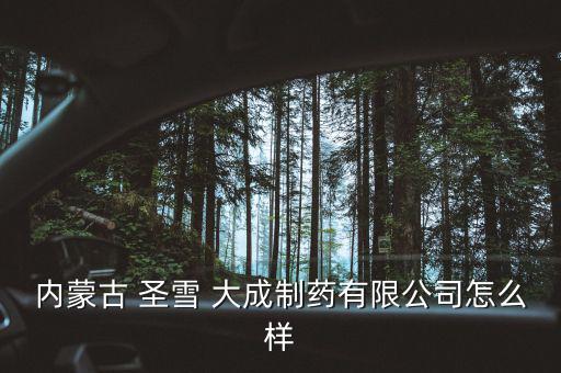 圣雪大成怎么樣,內蒙古圣雪大成醫藥股份有限公司是企業法人