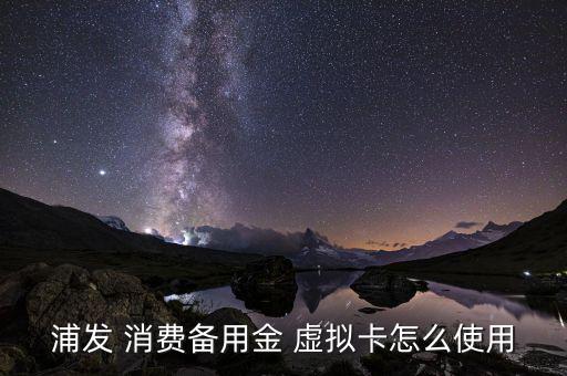 浦發 消費備用金 虛擬卡怎么使用