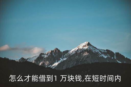 怎么才能借到1 萬塊錢,在短時間內