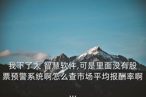 我下了大 智慧軟件,可是里面沒有股票預警系統啊怎么查市場平均報酬率啊...