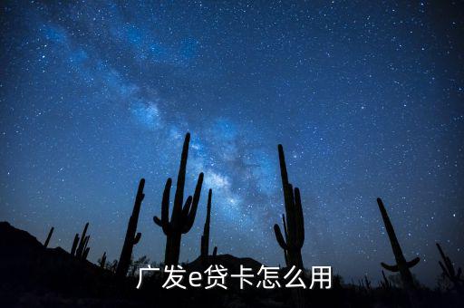 廣發e貸卡怎么用