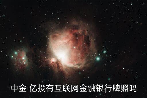 中金 億投有互聯(lián)網金融銀行牌照嗎